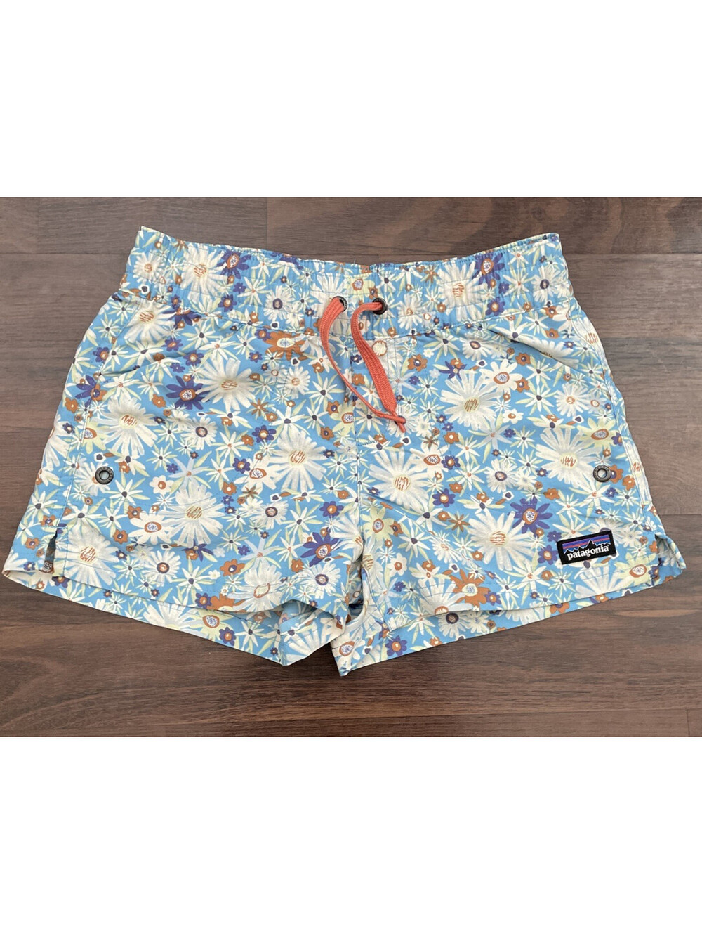 Patagonia Girls Costa Rica Baggies Shorts Medium 10 Primavera Lago Blue Floral